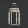 Classical Stone Architecture With Dark Dome Tall Columns And Decorative Base 3d model