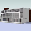 Modern Library Building With Geometric Facade Large Glass Windows And Sculptural Accent