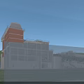 Industrial Facility Exterior With Large Metal Pipes And People Near Modern Structure