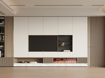 TV background wall fireplace model