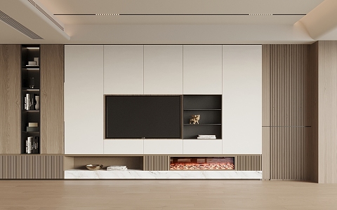 TV background wall fireplace 3d model