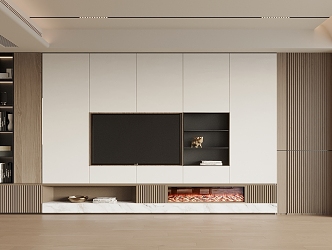 TV background wall fireplace 3d model