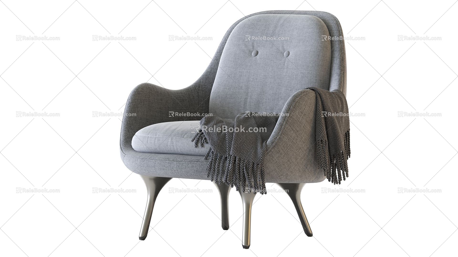 Jane gray fabric single leisure chair 3d model