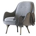 Jane gray fabric single leisure chair 3d model