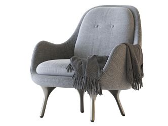 Jane gray fabric single leisure chair 3d model