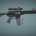 Modern Tactical Rifle With Scope Magazine Barrel And Ammunition Bullets 3d model