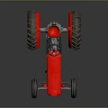 Vintage Red Tractor With Large Rear Wheels Metal Body And Detailed Front Design