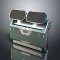 Tech Console Machine With Two Black Panels Gray Blue Design Buttons And Indicator Lights 3d model