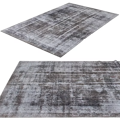 Square Gray Distressed Texture Rug With Unique Pattern For Living Room Decor 3d model