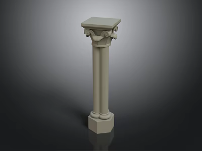 Classical Architectural Column With Ornate Capital Cylindrical Shaft And Hexagonal Base 3d model