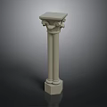 Classical Architectural Column With Ornate Capital Cylindrical Shaft And Hexagonal Base
