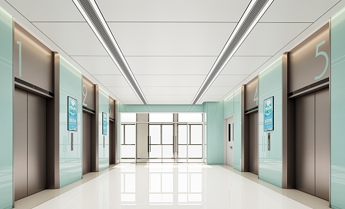 modern elevator hall hospital elevator hall 3d model