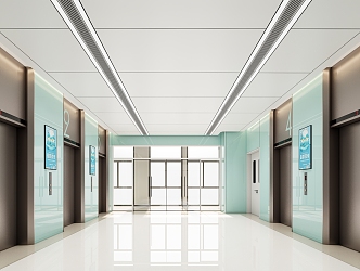 modern elevator hall hospital elevator hall 3d model