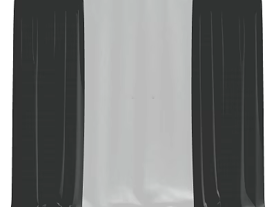 Black And White Curtains With Sheer Middle Panel For Home Window Decor 3d model
