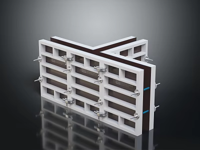 White Modular Structural Frame With Black Cross Beams And Metal Connectors 3d model