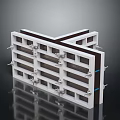 White Modular Structural Frame With Black Cross Beams And Metal Connectors 3d model