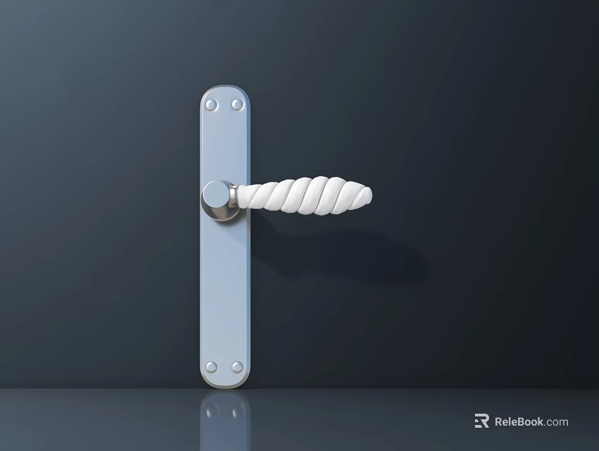 Modern Metal Door Handle with White Wrapped Grip and Dark Door Background Design 3d model 