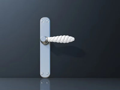 Modern Metal Door Handle with White Wrapped Grip and Dark Door Background Design 3d model