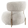 Modern Single Sofa With Beige Plush Fabric And Gold Metal Legs Design