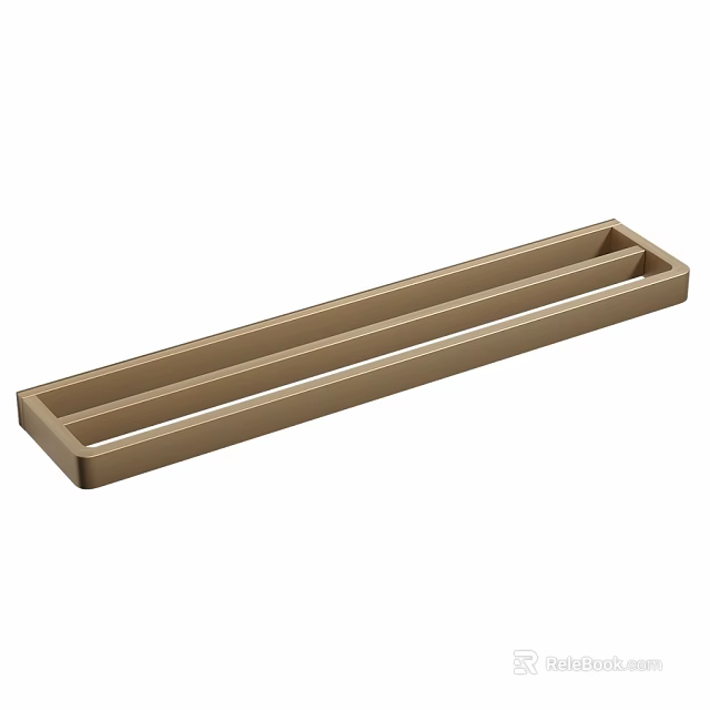 Golden Long Double Compartment Bathroom Storage Organizer For Daily Wash Accessories 3d model 