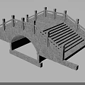 Traditional Stone Arch Bridge with Intricate Stone Railings and Staircase Design