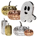 Sparkling Sequin Pumpkin And Ghost Decorations For Halloween Festive Decor Items