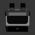 Modern Black And White Electronic Speaker With Yellow Play Button And Grid Texture