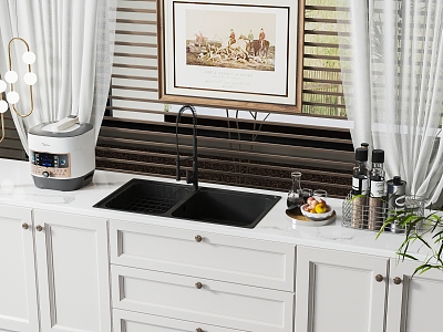 Jane European dish washing basin cabinet sink 3d model