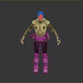 Warrior Character In Detailed Metallic Armor Featuring Shoulder Plates And Leg Guards