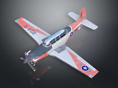 Red and White Fighter Jet with Number 720 Tail F Logo and Wing Blue Star 3d model