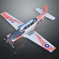Red and White Fighter Jet with Number 720 Tail F Logo and Wing Blue Star