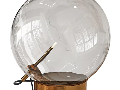 Modern Table Lamp With Transparent Spherical Lampshade Golden Base And Metal Pole 3d model