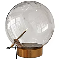 Modern Table Lamp With Transparent Spherical Lampshade Golden Base And Metal Pole