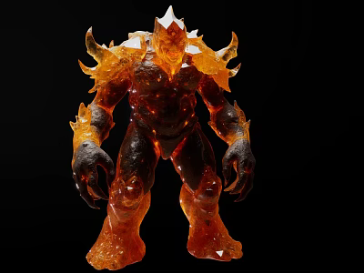 Fierce Lava Monster Game Movie Character With Spiked Crystals And Muscular Lava Textured Body 3d model
