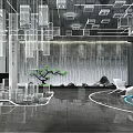 Modern Front Desk Reception Area With Stylish Counter Lighting And Decorative Greenery Design