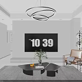 Modern Living And Dining Room Interior With Black Sofa TV Coffee Table And Window