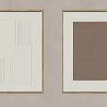 Two Framed Abstract Wall Artworks With Geometric Patterns White Brown Backgrounds Gold Frames 3d model