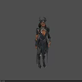 Game Movie Character With Horns And Dark Armored Robe Design