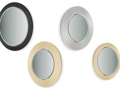 Four Decorative Mirrors With Ornate Framed Design In Black Silver Gold Beige 3d model