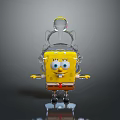 3D SpongeBob SquarePants Character With Yellow Body Big Eyes Transparent Helmet And Reflective Base
