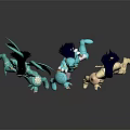 Mythical Characters In Green And Gold Armor With Winged Creature Designs