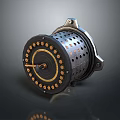 Durable Metal Fishing Reel With Circular Spool Golden Dots And Multiple Holes
