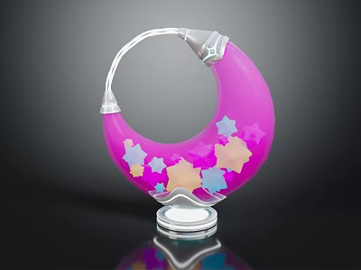 Pink Crescent Shaped Medical Device With Colorful Stars And Transparent Base For Kids 3d model