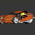 Futuristic Orange Motorcycle With Sleek Body Transparent Windshield And White Wheels