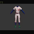 White Baseball Uniform With Red Number 41 Blue Long Sleeves Pants Socks And Shoes