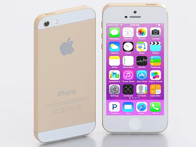 Gold iPhone Smartphone With Back Apple Logo And Home Screen Displaying App Icons 3d model