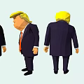 Low Poly Style Decorative Figurine Set With Suits Red Ties And Multiple Angles
