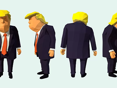 Low Poly Style Decorative Figurine Set With Suits Red Ties And Multiple Angles 3d model
