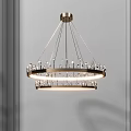 Modern Double Layer Crystal Chandelier With Circular Metal Frame And Decorative Lighting