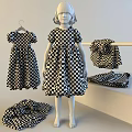Cute Colorful Kids Plaid Dresses With Checkered Patterns Short Sleeves On